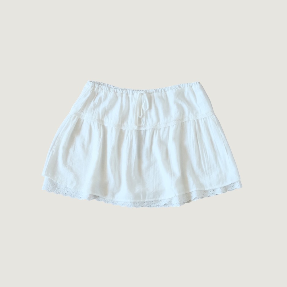 Studio By The Workshop Mini Skirt White Eyelet Lace Cotton Coquette Size L New
